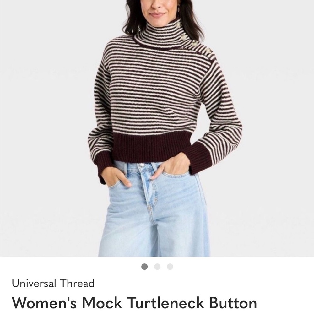 Universal Thread Women's Striped Mock Turtleneck Sweater